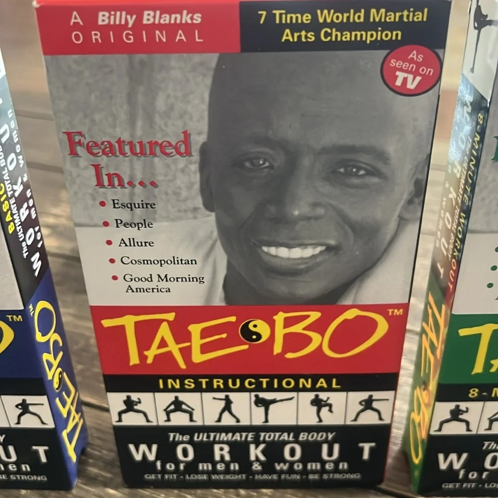 Tae Bo Workout VHS Set - Red, Blue, Green, 1998